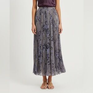 Floral Pleated Maxi Skirt in Purple and Gold Indian boho bohemian Sezane flowy